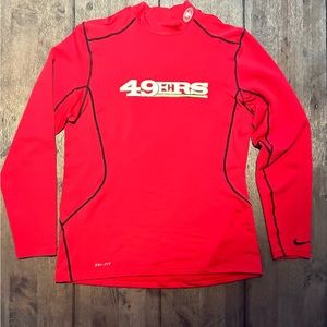 MENS NIKE DRI FIT SAN FRANCISCO 49’ERS LONG SLEEVE SHIRT MOCK TURTLE NECK